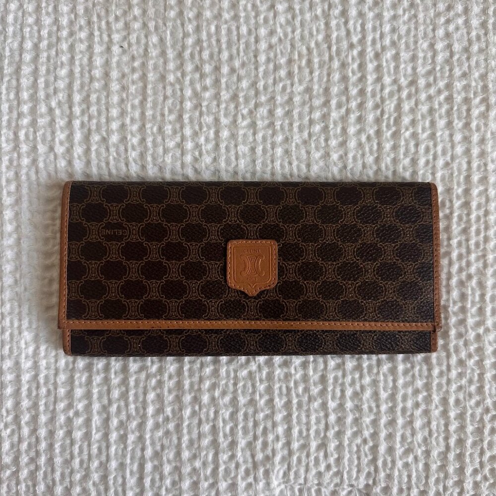 CELINE Vintage Macadam Triomphe Long Wallet